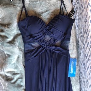 Beautiful navy blue long prom dress